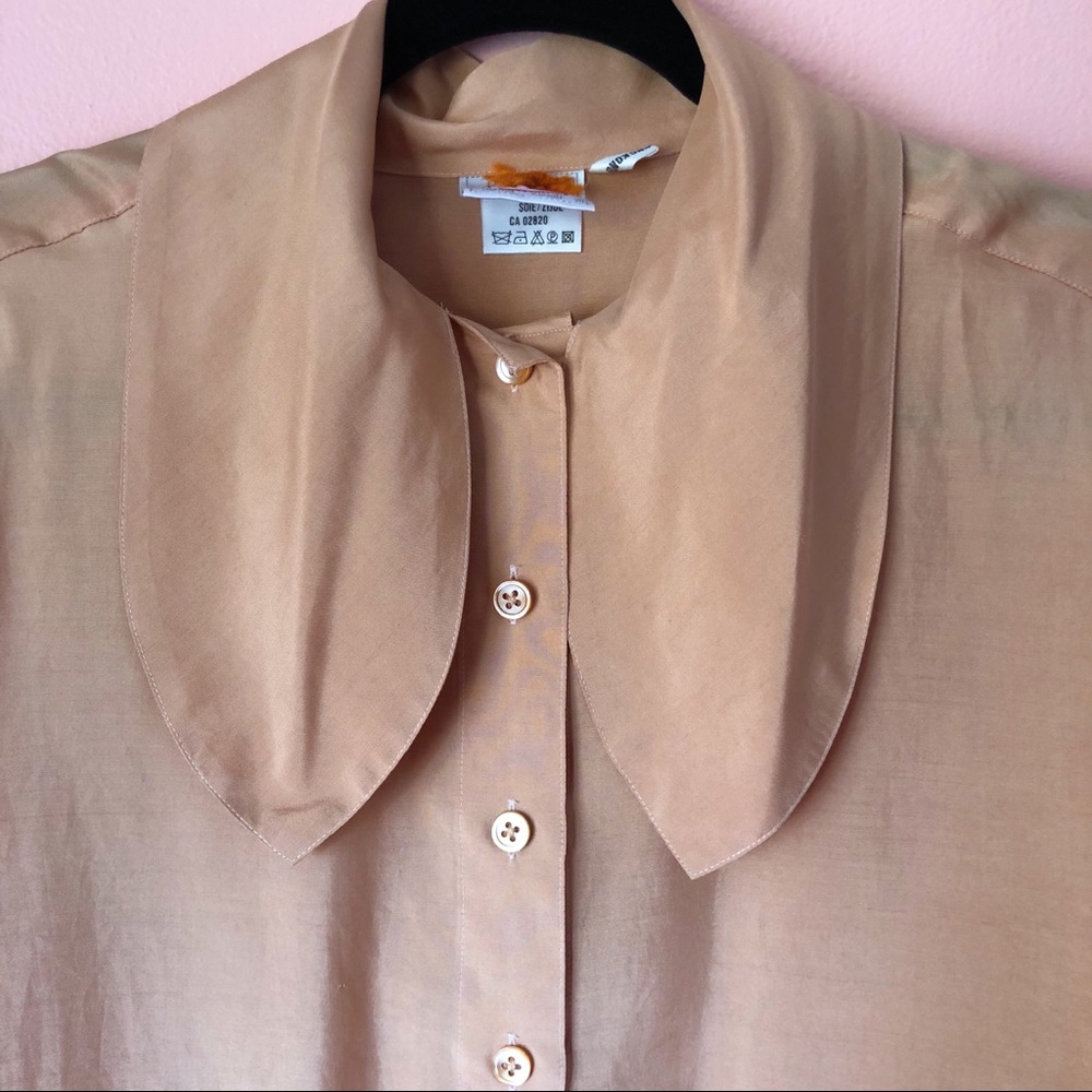 Vintage Peach Silk Neck Tie Blouse - Picture 4 of 4